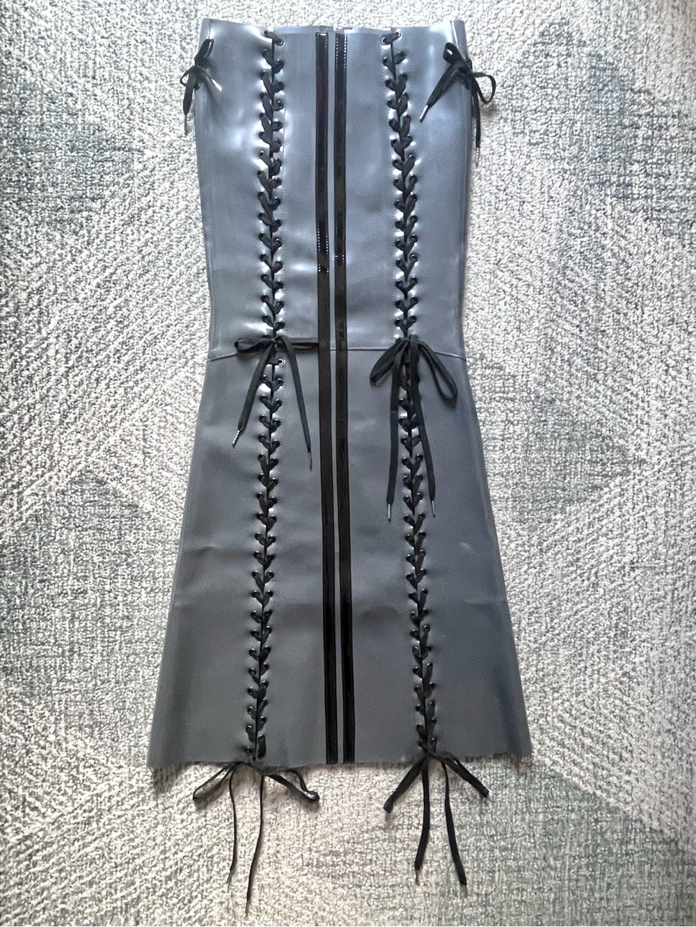 RARE Dominnico “Varsity Archive Skirt”Spanish Designer Runway Sample Vinyl Lace - Picture 4 of 12